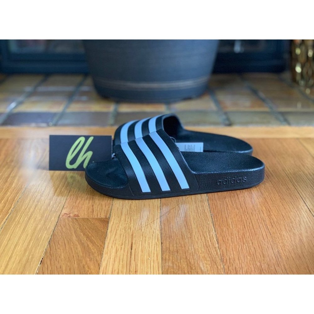 Size 4 Adidas Adilette Aqua Slides "Black White"